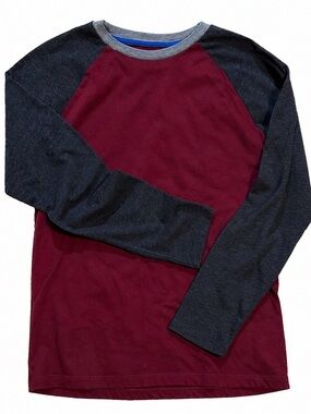 Old Navy Boys Long Sleeve Shirt Raglan Colorblock Maroon Gray Boys XL